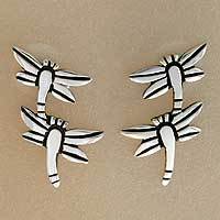 Sterling silver button earrings,