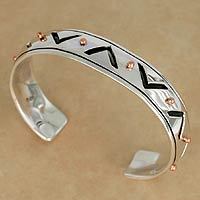 Men s sterling silver cuff bracelet Copper Suns Mexico