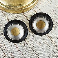 Sterling silver button earrings,