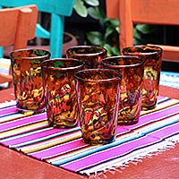 Glasses Conical Tortoise Shell set of 6 Mexico