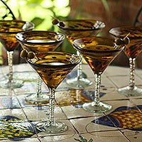 Martini glasses Tortoise Shell set of 6 Mexico