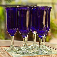 Champagne glasses Cobalt set of 6 Mexico