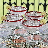 Margarita glasses Ruby Afternoon set of 4 Mexico