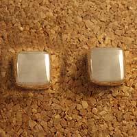 Sterling silver button earrings,