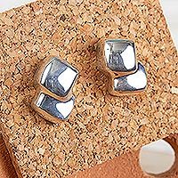 Sterling silver button earrings,