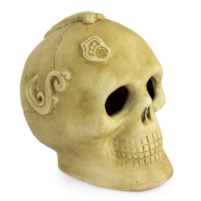Skull Aztec Ceramic Statue Sculpture Altar Art Mexico