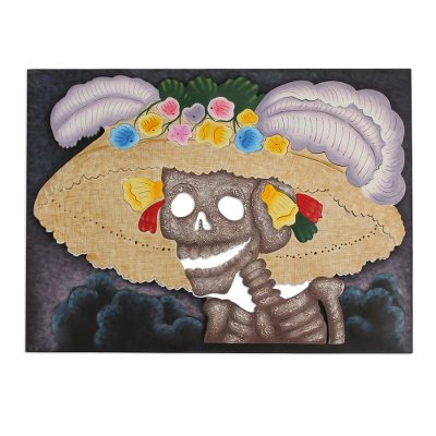 Handmade Mexican Wall Art Day of the Dead Painting on Steel