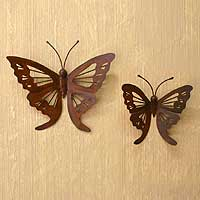 Iron wall adornments Butterfly pair Mexico