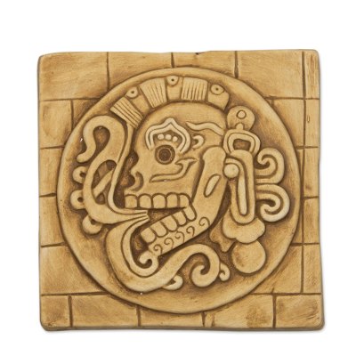 Maya Skull Ceramic Plaque