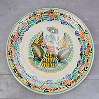 Majolica ceramic plate Lady Catrina Mexico