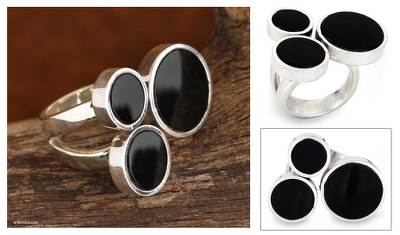 Obsidian cocktail ring, Ultra-Modern