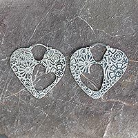 Sterling silver hoop earrings,