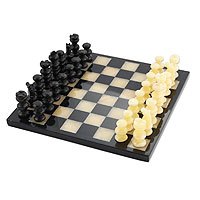Onyx and marble chess set,