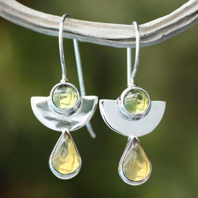 Amber and peridot drop earrings, Dreams