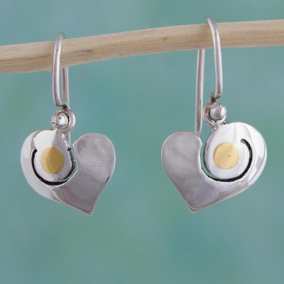 Sterling silver heart earrings, Sunny Heart