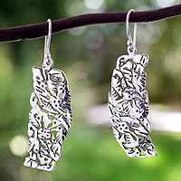 Sterling silver dangle earrings, 'Hummingbird Mystique' - Sterling Silver Bird Earrings