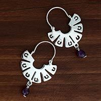 Amethyst hoop earrings,