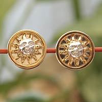 Gold accent button earrings,