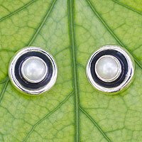 Pearl button earrings,