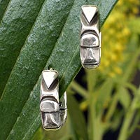 Sterling silver hoop earrings, 'Sierra Breeze' - Hand Crafted Taxco Silver Hoop Earrings