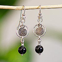 Onyx dangle earrings Popocateptl Rocks Mexico