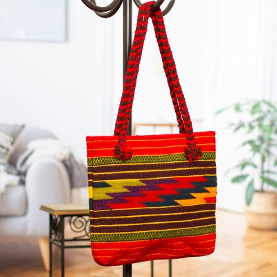 Wool tote handbag, Zapotec Lightning
