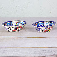 Ceramic bowls Daisy Stars pair Mexico