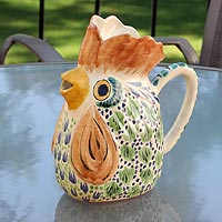 Majolica ceramic pitcher Rooster Mexico