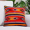 Wool and cotton cushion cover, 'Zapotec Stars' - Geometric Wool Patterned Cushion Cover from Mexico