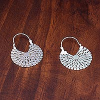 Sterling silver hoop earrings, 'Aztec Magnificence' - Handcrafted Sterling Silver Hoop Earrings