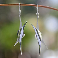 Silver dangle earrings, 'Sierra Stars' - Star Fine Silver Dangle Earrings