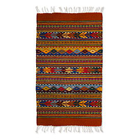 Zapotec wool rug, 'Zapotec Fantasy' (2x3) - Geometric Wool Area Rug (2x3)