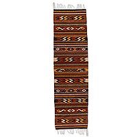Zapotec wool runner rug,