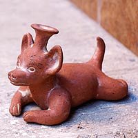 Ceramic sculpture Xoloitzcuintli Companion Mexico