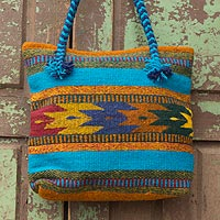 Wool tote bag, 'Zapotec Summertime' - Wool tote bag