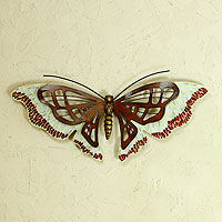 Iron wall sculpture Aztec Butterfly Mexico