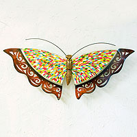 Iron wall sculpture Rainbow Butterfly Mexico