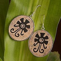 Dried gourd dangle earrings,