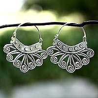 Sterling silver hoop earrings, 'Spiral Sierra' - Handcrafted Silver Hoop Earrings from Mexico