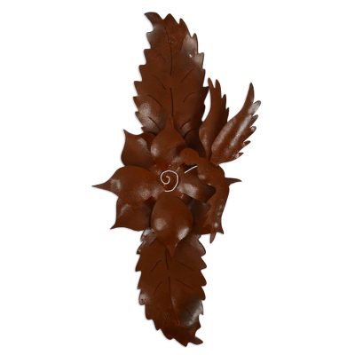 Artisan Crafted Floral Steel Bird Wall Art