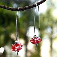 Dichroic art glass dangle earrings,