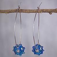 Dichroic art glass dangle earrings,