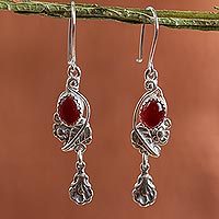 Carnelian flower earrings,