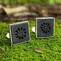 Sterling silver and ceramic cufflinks,