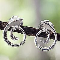 Sterling silver button earrings,