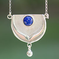 Lapis lazuli pendant necklace, 'Taurus, Land of the Bull' - Collectible Zodiac Sterling Silver Lapis Lazuli Necklace