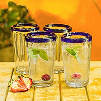 Tumblers Cobalt Groove set of 6 Mexico