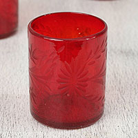 Tumblers Ruby Garden set of 4 Mexico