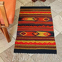 Zapotec wool rug Sierra Meadows 2x3.5 Mexico