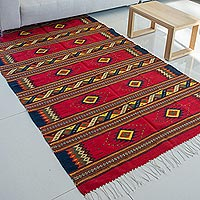 Zapotec wool rug, 'Sunset Stars' (5x8) - Hand Woven Zapotec Wool Area Rug (5x8)
